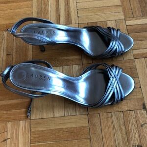Ralph Lauren Dark silver straps sandals. Size 10. Never worn